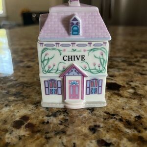 Rare Vintage Lenox Spice Village Jar 1989 Cottage Collection - Chive